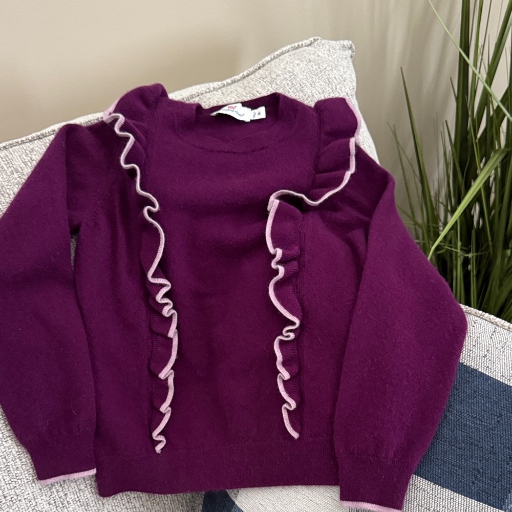 Girl’s Vineyard Vines Purple Ruffled Sweater